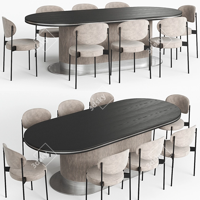 Elegant Ripple Table & Stylish 430 Chair 3D model image 2