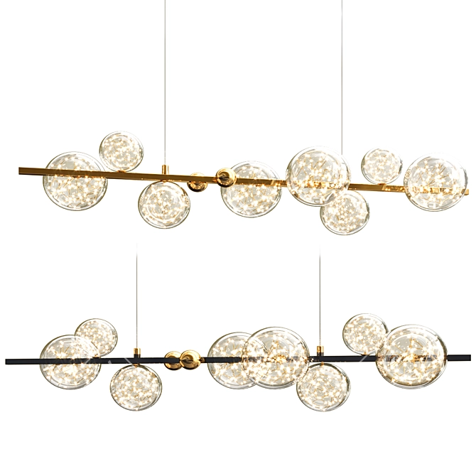 Gold & Black LED Chandelier 3D model image 1