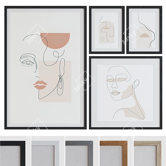 Abstract Faces Picture Frame Set 3D model image 1