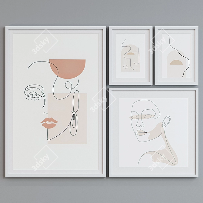 Abstract Faces Picture Frame Set 3D model image 2