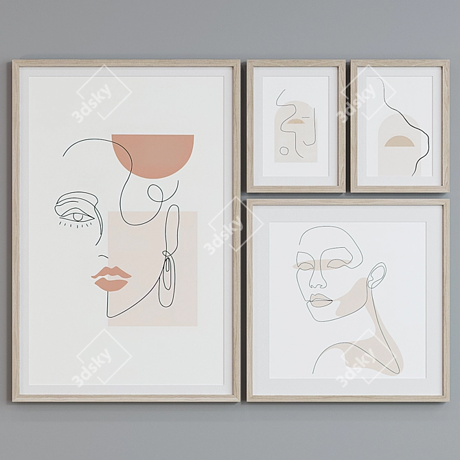 Abstract Faces Picture Frame Set 3D model image 3