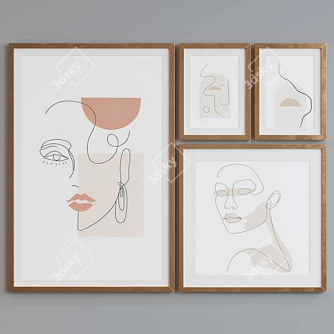 Abstract Faces Picture Frame Set 3D model image 4