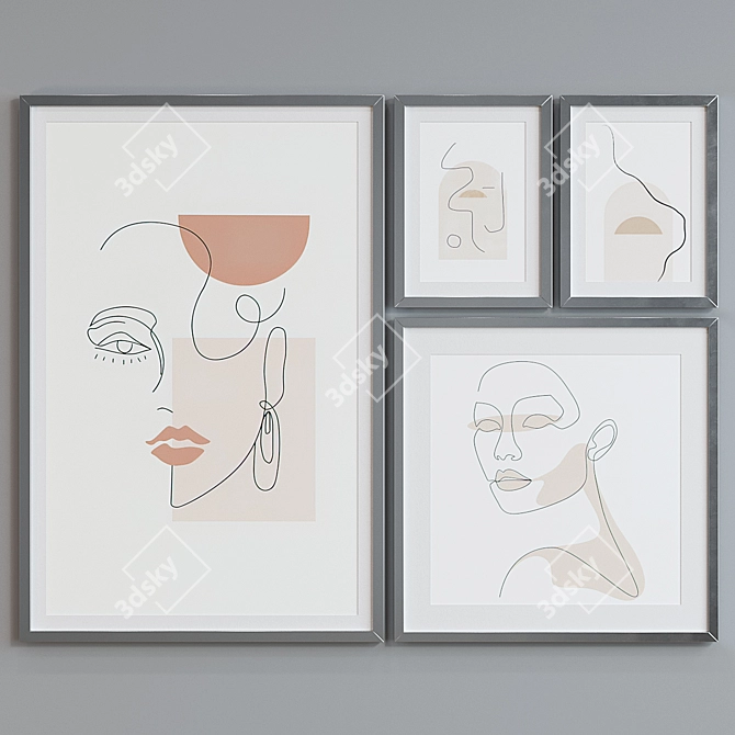 Abstract Faces Picture Frame Set 3D model image 5