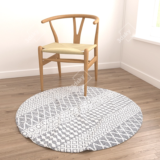 Luxury Round Rug Set with Versatile Textures 3D model image 6