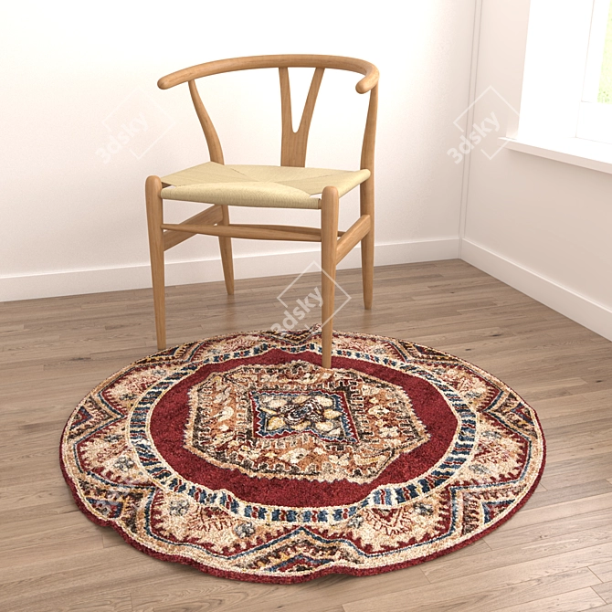 Stylish Round Rug Set - 6 Pieces 3D model image 2