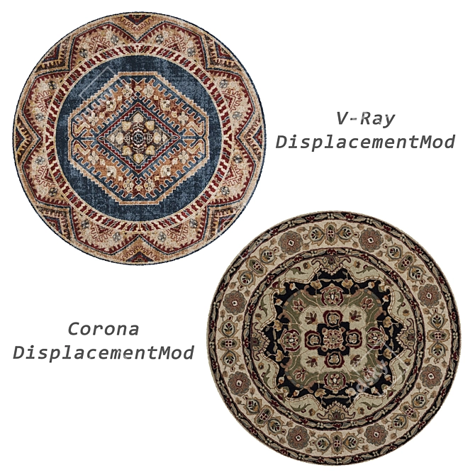 Stylish Round Rug Set - 6 Pieces 3D model image 3