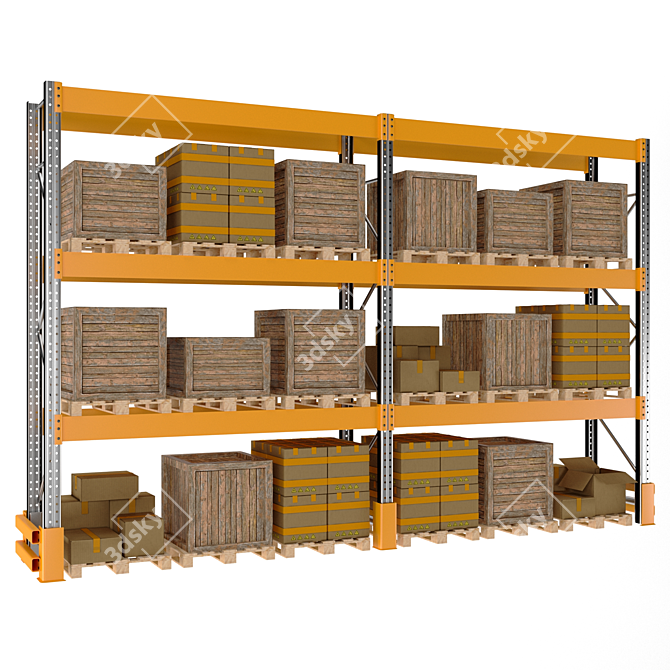 Heavy-Duty Pallet Storage Rack 3D model image 1