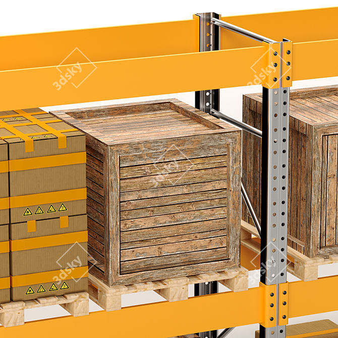 Heavy-Duty Pallet Storage Rack 3D model image 5