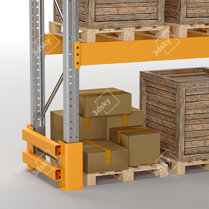 Heavy-Duty Pallet Storage Rack 3D model image 9