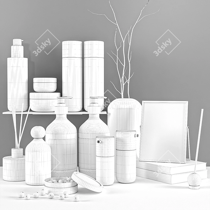 Sleek Bathroom Accessories Set 3D model image 6