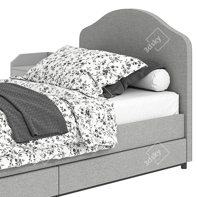 IKEA HAUGA Bed Set: Drawers & Bedside Table 3D model image 3