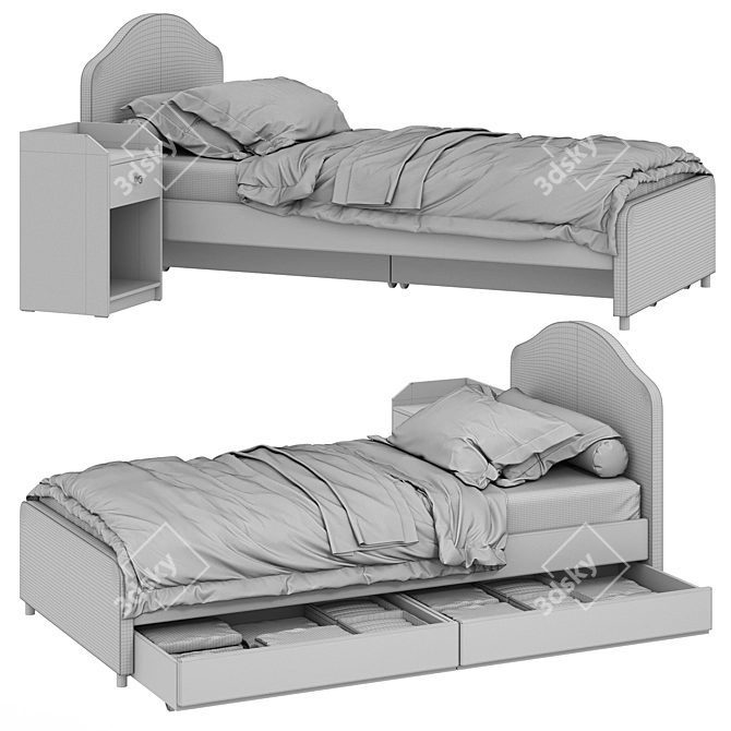 IKEA HAUGA Bed Set: Drawers & Bedside Table 3D model image 7