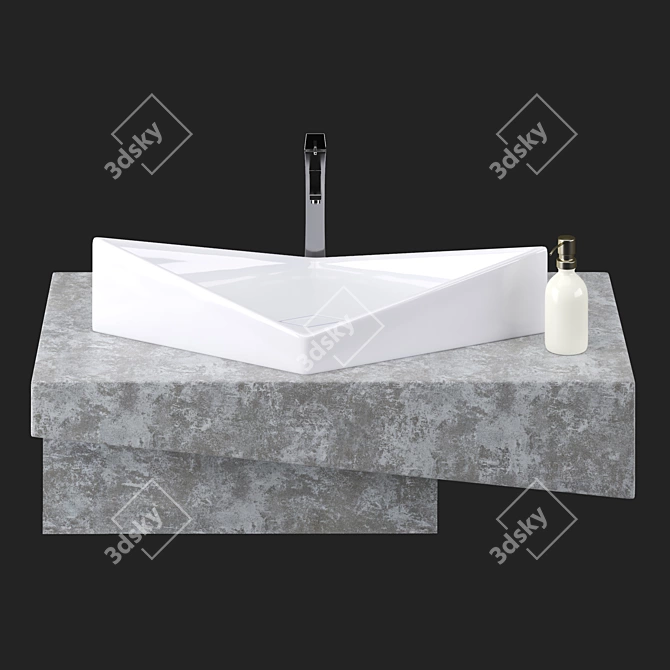 Sleek Modern Bathroom Sink 3D model image 1