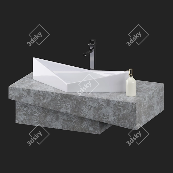 Sleek Modern Bathroom Sink 3D model image 2