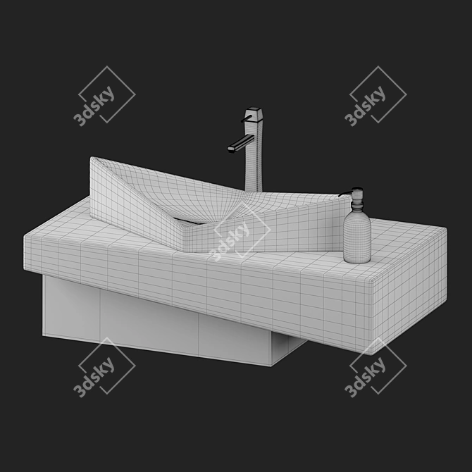 Sleek Modern Bathroom Sink 3D model image 4
