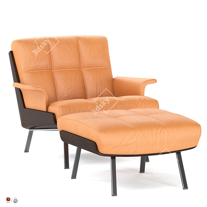 Modern Minotti Daiki Indoor Armchair 3D model image 1