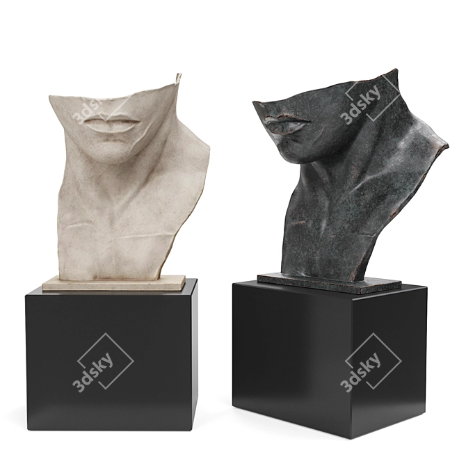 Ethereal Half-Face Sculpture 3D model image 1