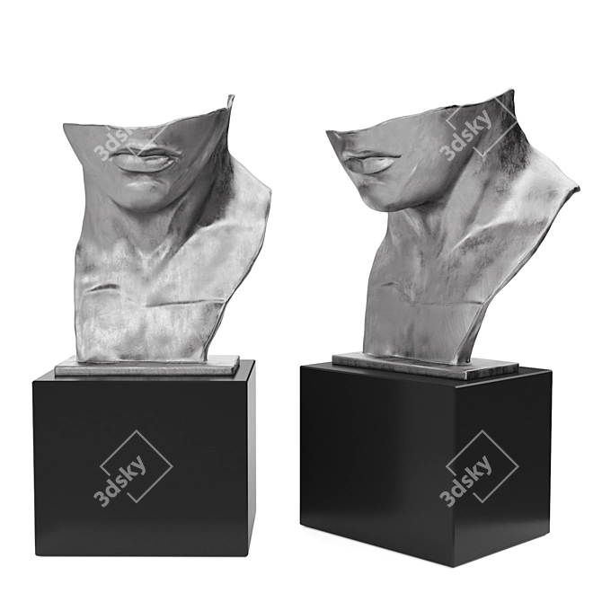 Ethereal Half-Face Sculpture 3D model image 2