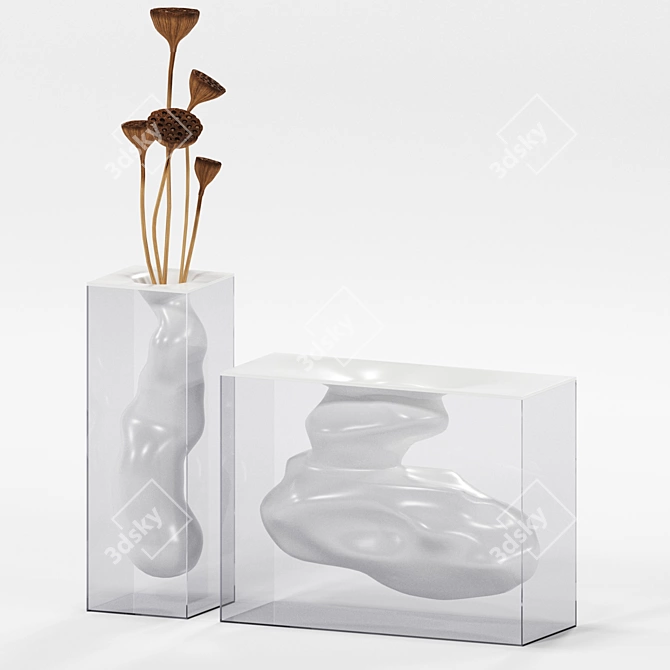 Organic Elegance: Angelo & Angela Glass Vases 3D model image 2