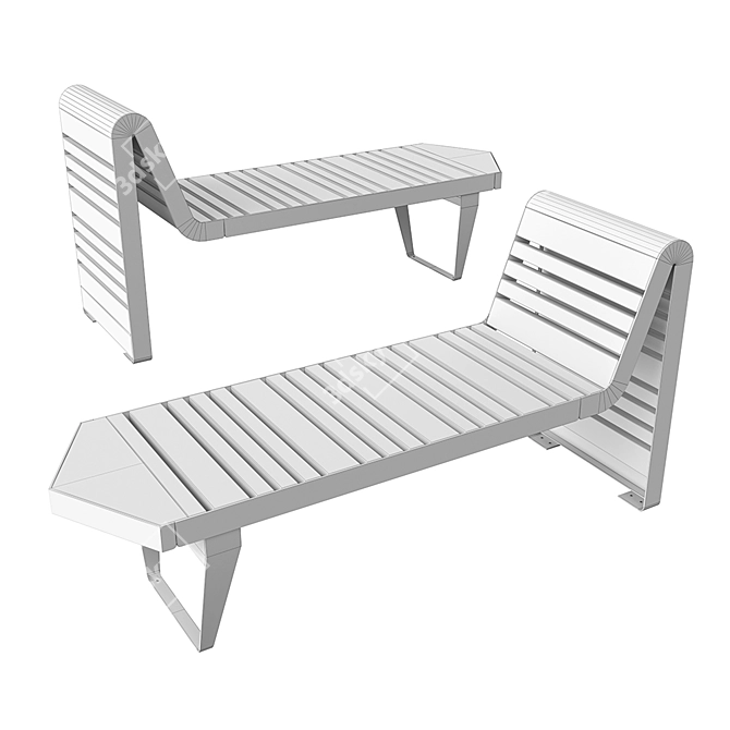 Eternal Wood Corner Bench 3D model image 2