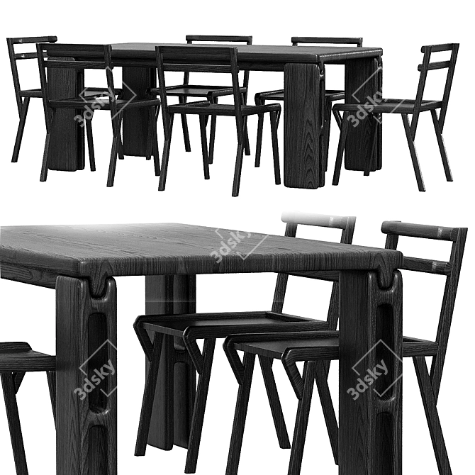 Modern Vonnegut Kraft Table Set 3D model image 1