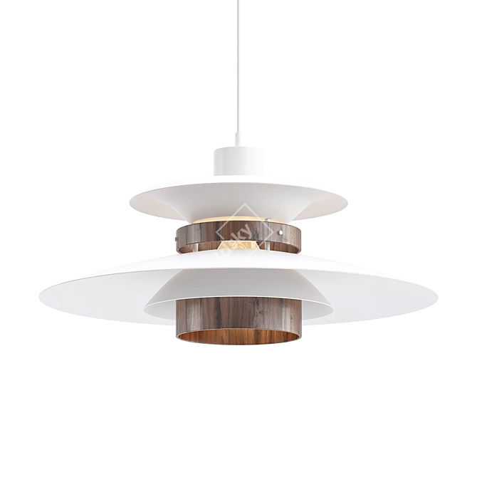 Natural Wood Grain Pendant Light 3D model image 1