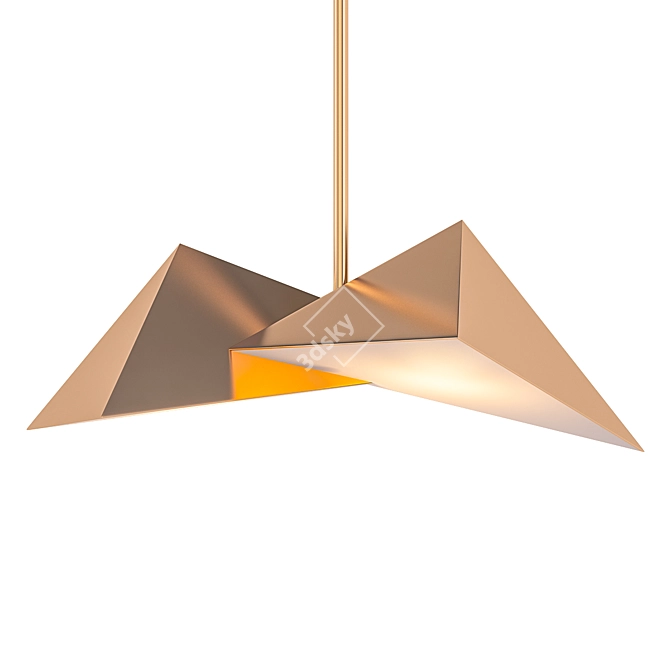 Brass Triangular Prism Pendant: Contemporary Illumination 3D model image 1