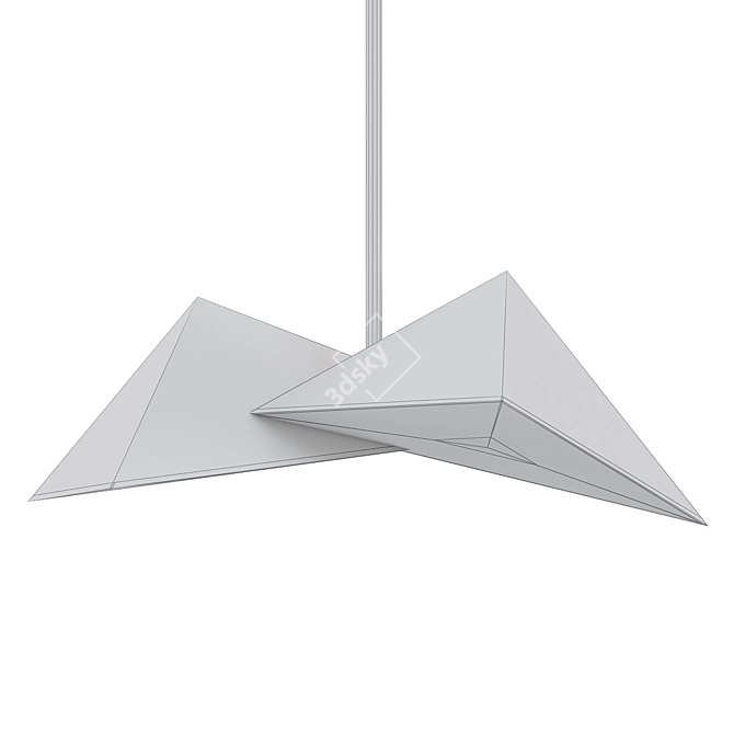 Brass Triangular Prism Pendant: Contemporary Illumination 3D model image 2