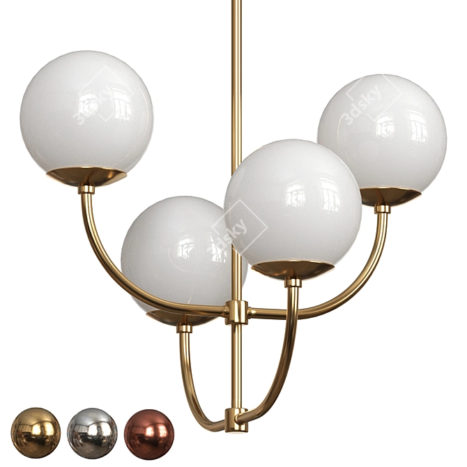 Elegant Carrie Chandeliers - Brass, Nickel, Copper 3D model image 1