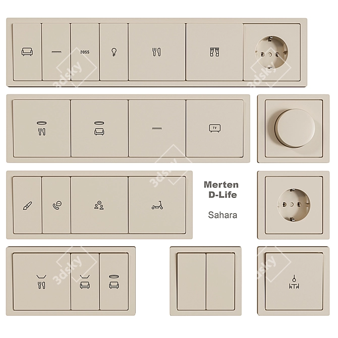 Schneider Electric Merten D-Life: Stylish Sockets & Switches 3D model image 3