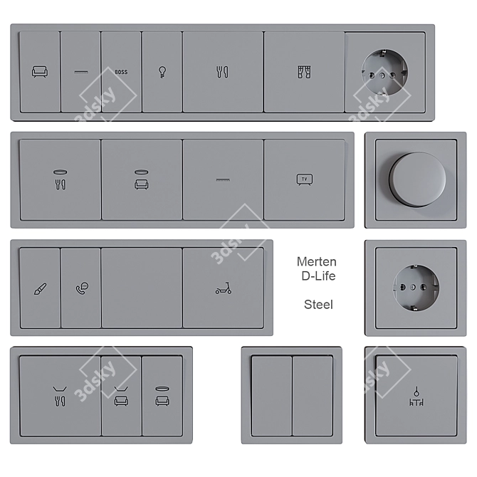 Schneider Electric Merten D-Life: Stylish Sockets & Switches 3D model image 4