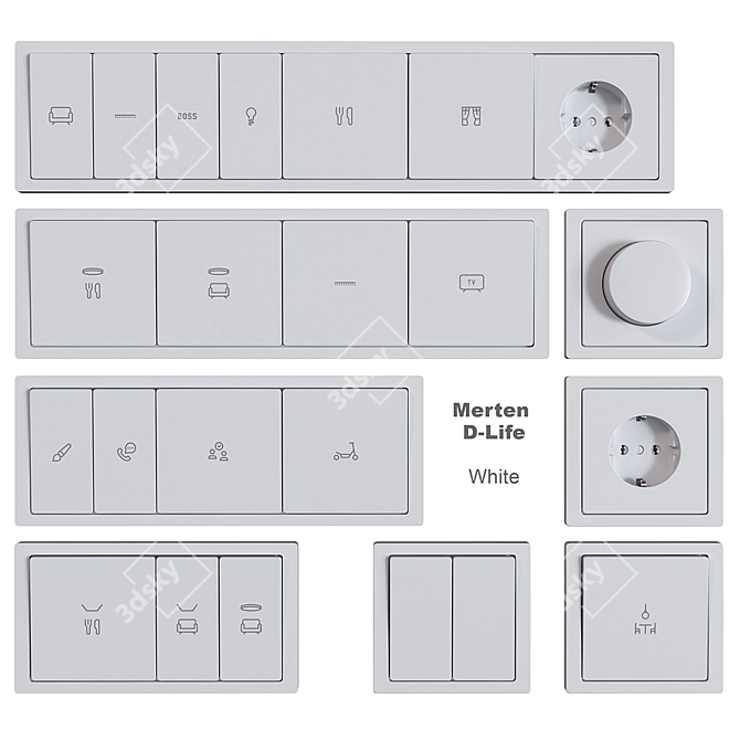 Schneider Electric Merten D-Life: Stylish Sockets & Switches 3D model image 5