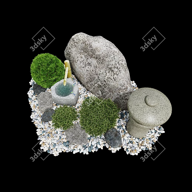 Zen Oasis Tsukubai Rock Garden 3D model image 8