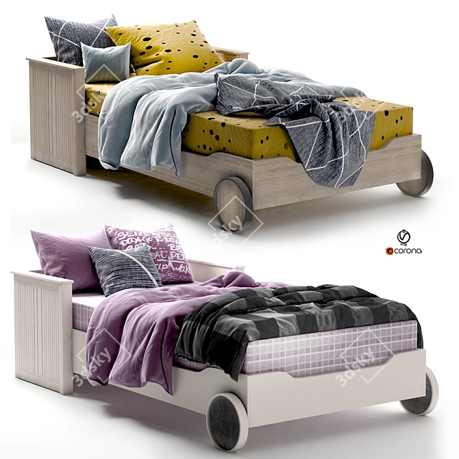 Kid's Car Bed Set 3D model image 1