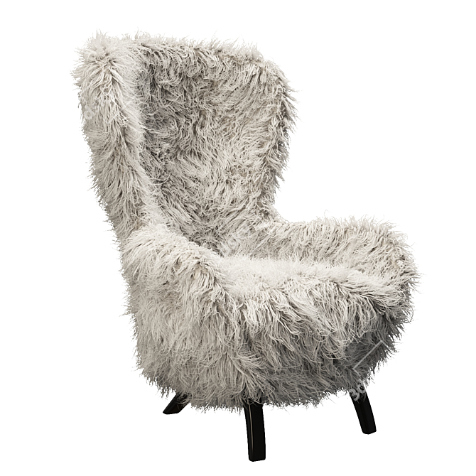 Title: Italian Fluffy Chair in Modern Guelfo Fur 3D model image 1