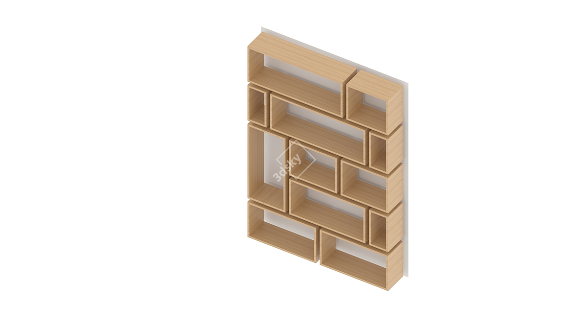 Sturdy Wood Shelving Unit 3D model image 2