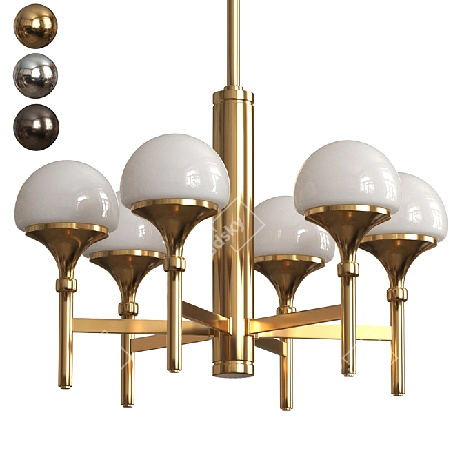 Elegant Aged Brass Chandelier 3D model image 4