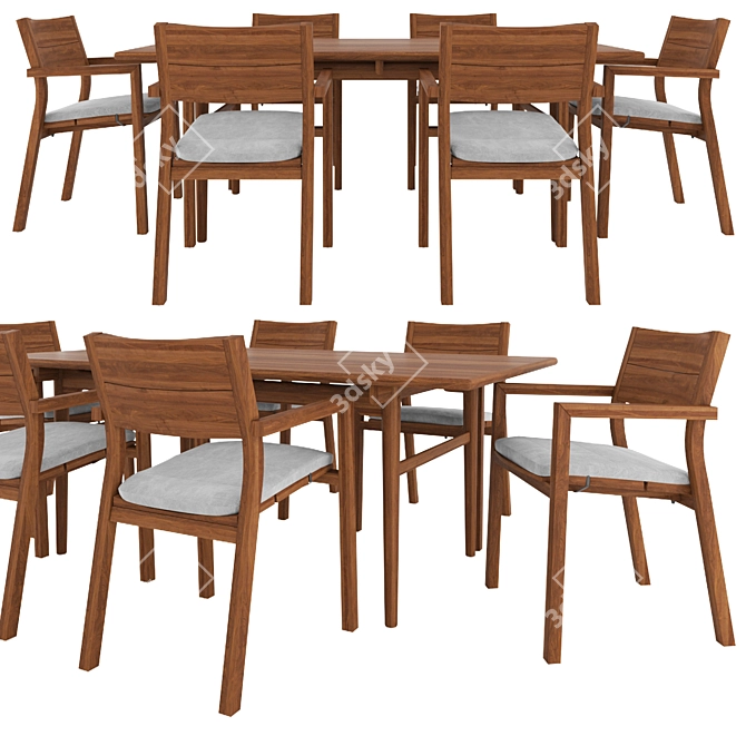 Elegant Outdoor Set: Kos Armchair & CH327 Dining Table 3D model image 1