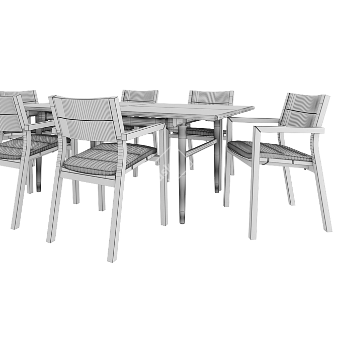 Elegant Outdoor Set: Kos Armchair & CH327 Dining Table 3D model image 3