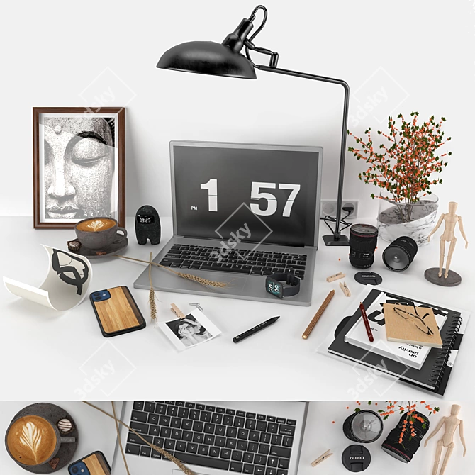 Title: Chic Office Décor Set 3D model image 1