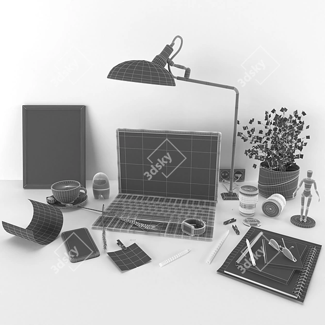 Title: Chic Office Décor Set 3D model image 4