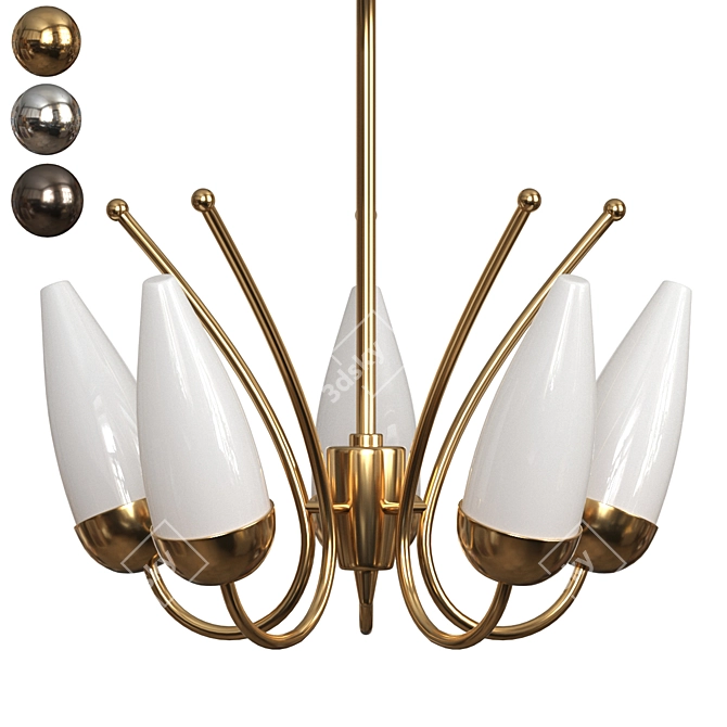 Stylish 5-Light Chandelier 3D model image 1