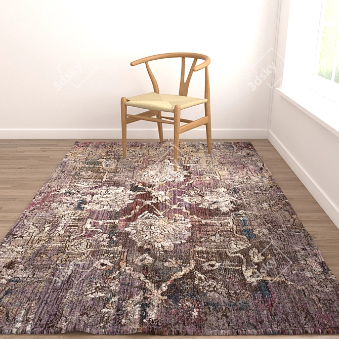 Versatile Rug Set: 4 Folded & 4 Flat Rugs 3D model image 5