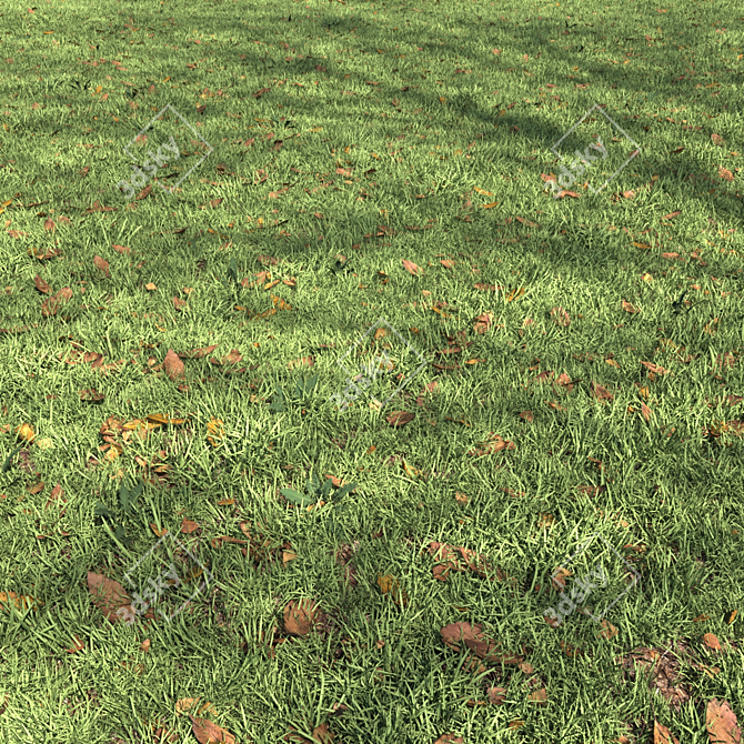 Autumn Leaves Lawn - Scattered Foliage Model 3D model image 1