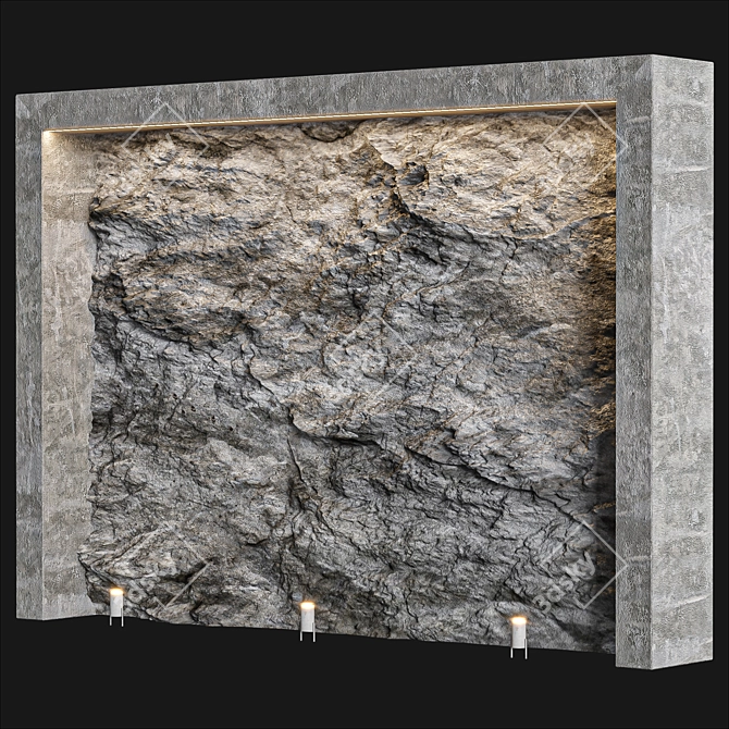 Elegant Light Stone Wall 3D model image 3