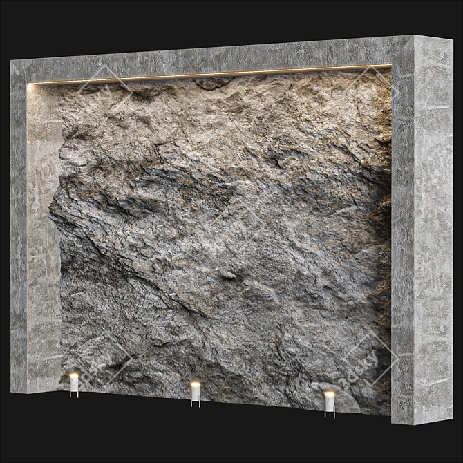 Elegant Light Stone Wall 3D model image 4