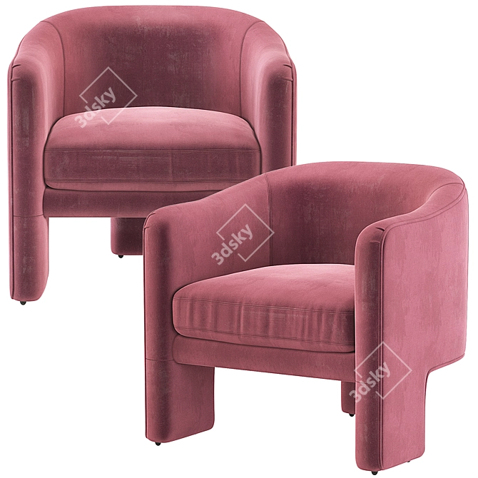 Fairfax Velvet Sculptural Chair 3D model image 4