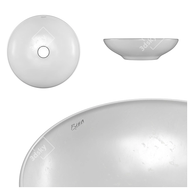 Harmony Porcelain Sink: 45x45x12cm 3D model image 2