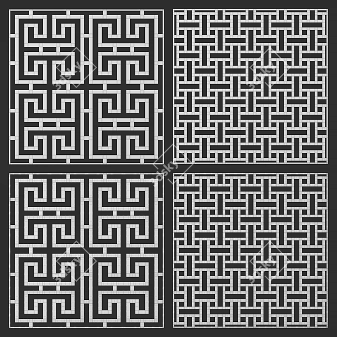 Square Decorative Panels Set 3D model image 6