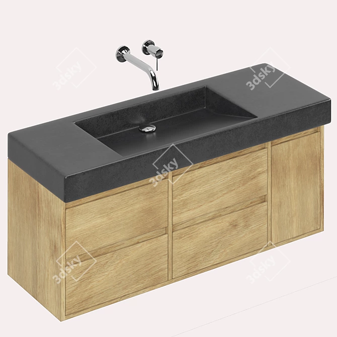 Sleek Corian Bathroom Sink 3D model image 1